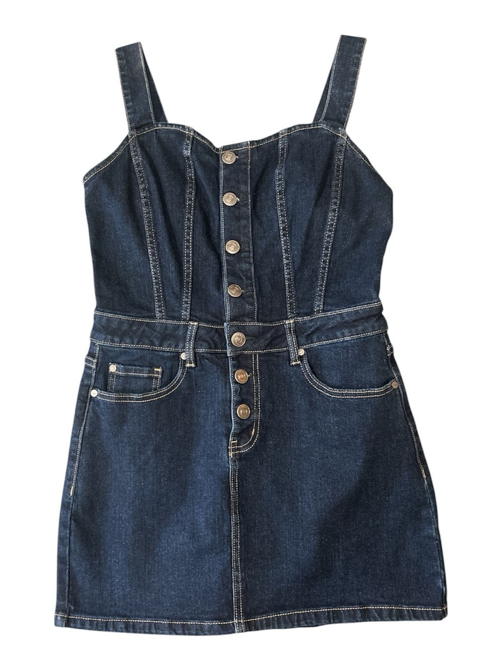 Shyanne Dark Blue Denim Button-Front Dress Sz S